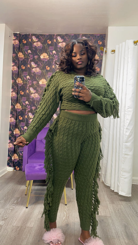 Off The Fringes Sweater Set